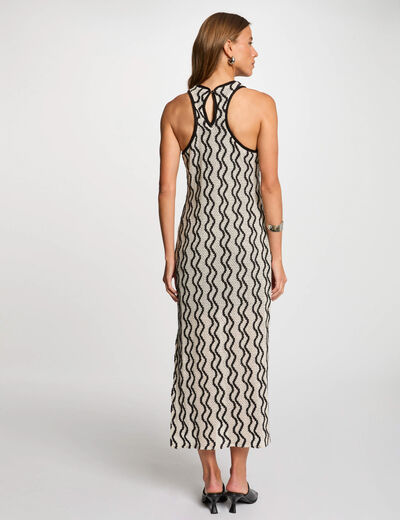 Langes gerades Kleid mit Print mehrfarbig damen