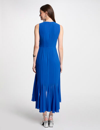Robe midi droite fluide bleu electrique femme