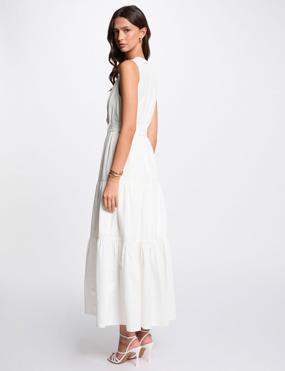 Langes, gerade geschnittenes Kleid weiss damen