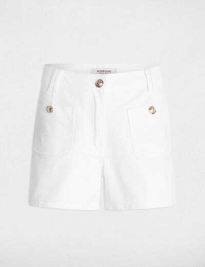 Short taille haute en jean blanc femme