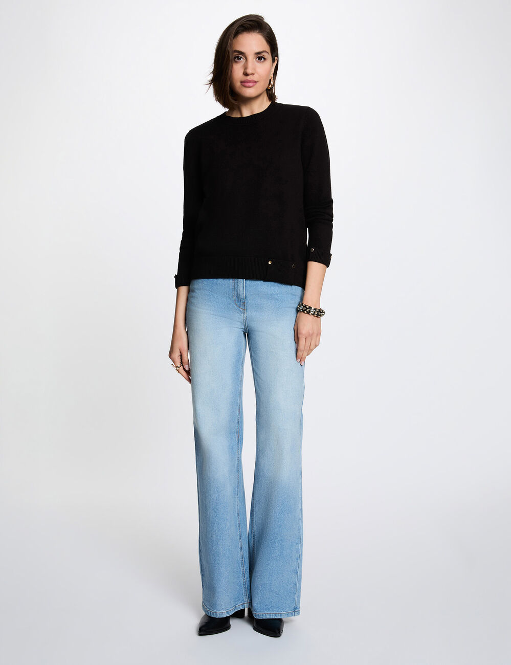 Pullover mit Rundhalsausschnitt schwarz damen