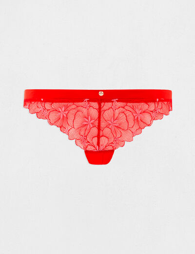 Tanga en dentelle rouge femme