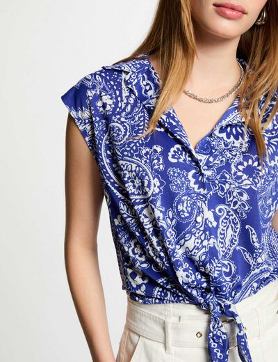 Chemise manches courtes multicolore femme