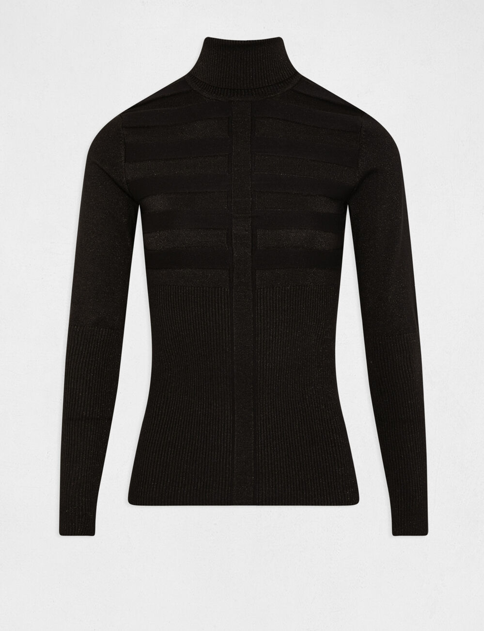 Lang&auml;rmeliger Rollkragenpullover schwarz damen