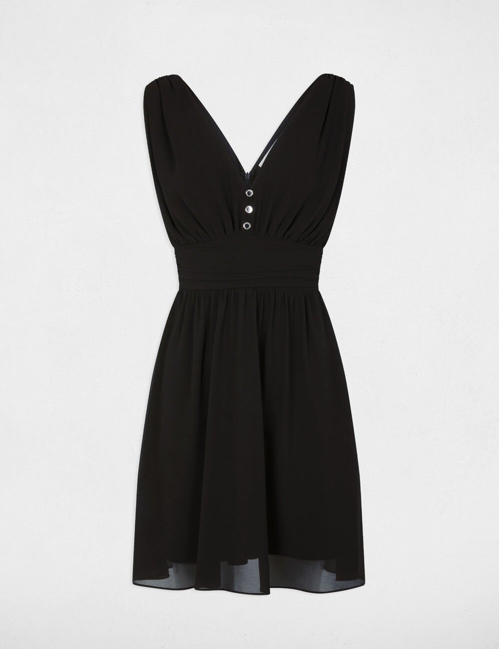 Kurzes, flie&szlig;endes, ausgestelltes Kleid schwarz damen