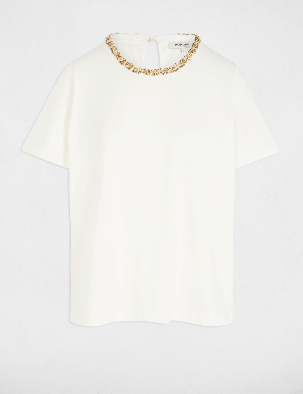 T-shirt mit kurzen Ärmeln weiss damen