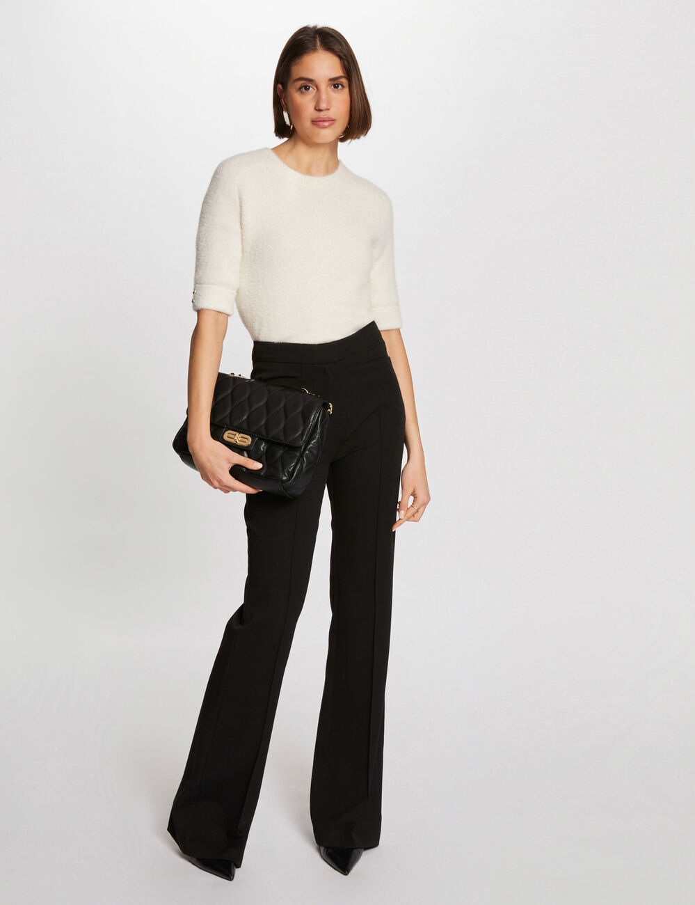 Kurzarm-Pullover elfenbein damen