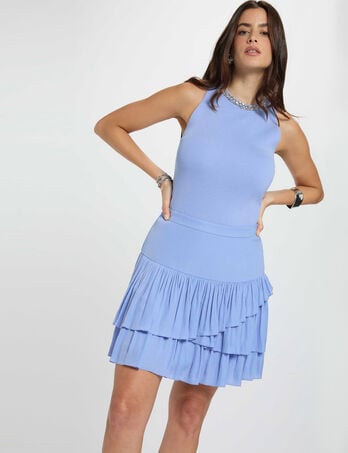 Kurzer, figurbetonter Rock blau damen