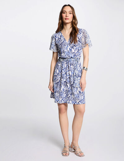 Robe courte droite imprimée multicolore femme