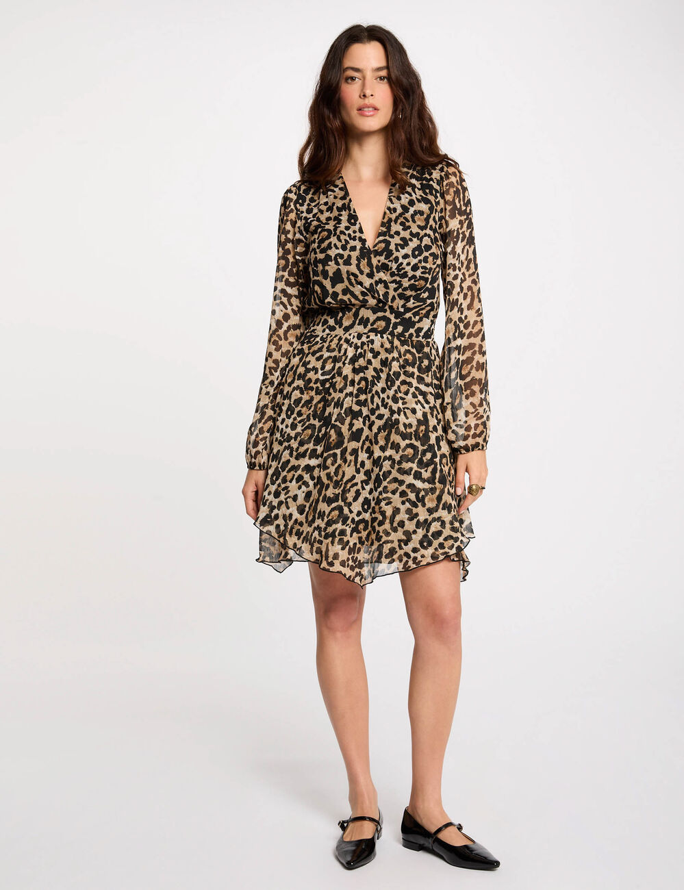 Robe courte ajustée imprimée multicolore femme