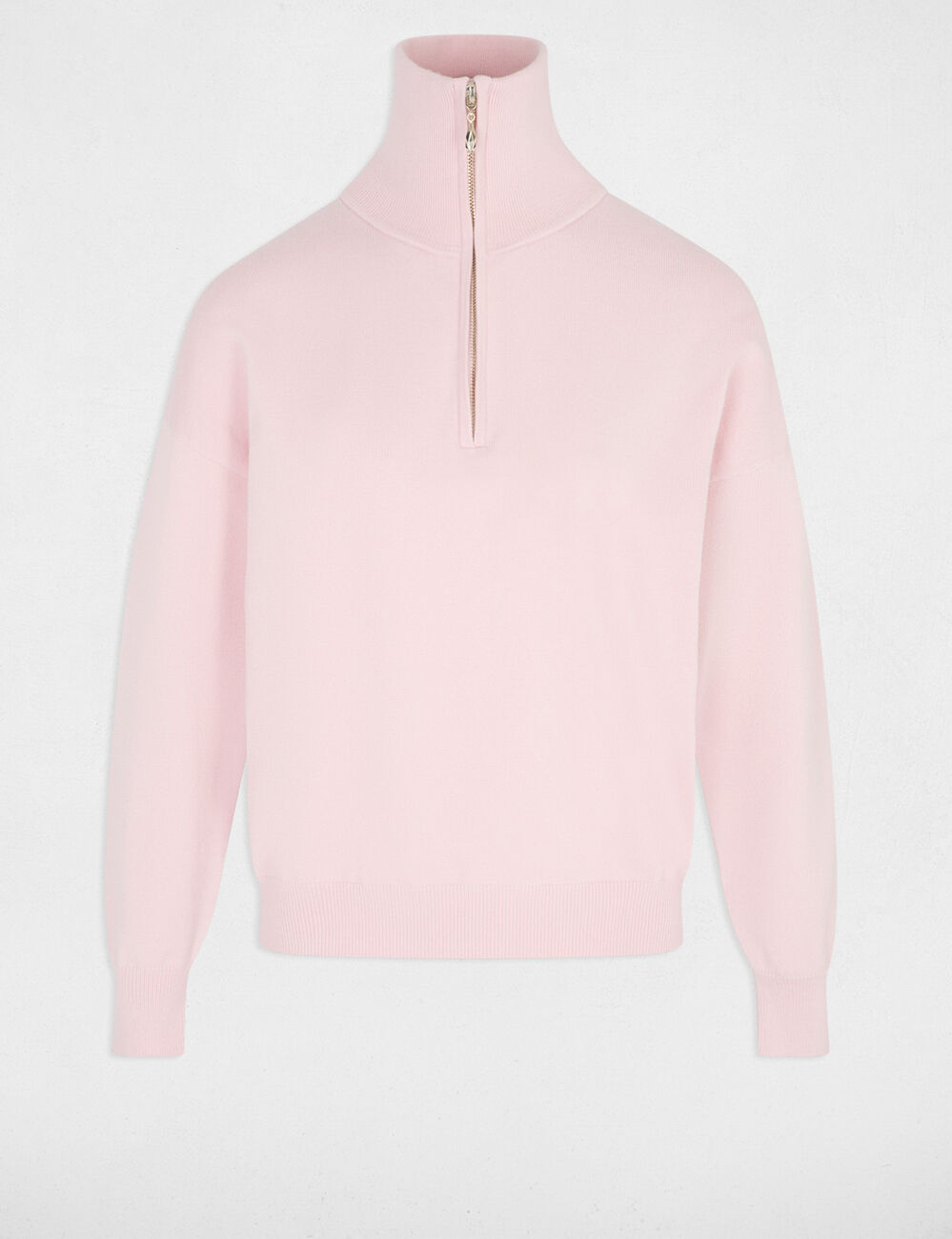 Pullover mit Truckerkragen pastellrosa damen