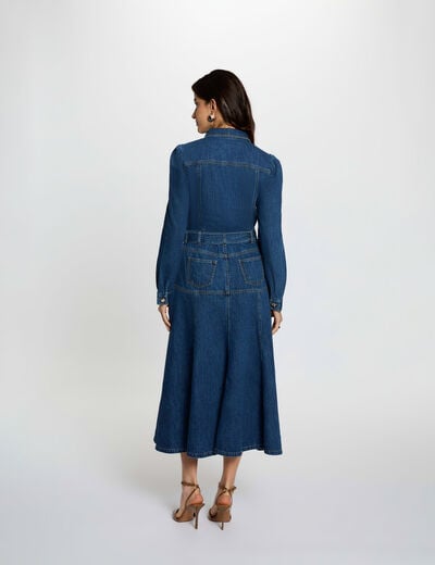 Langes, figurbetontes Kleid rohes denim damen