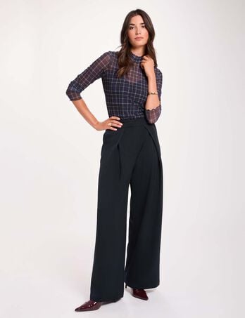 Weite Hose mit Falten marineblau damen