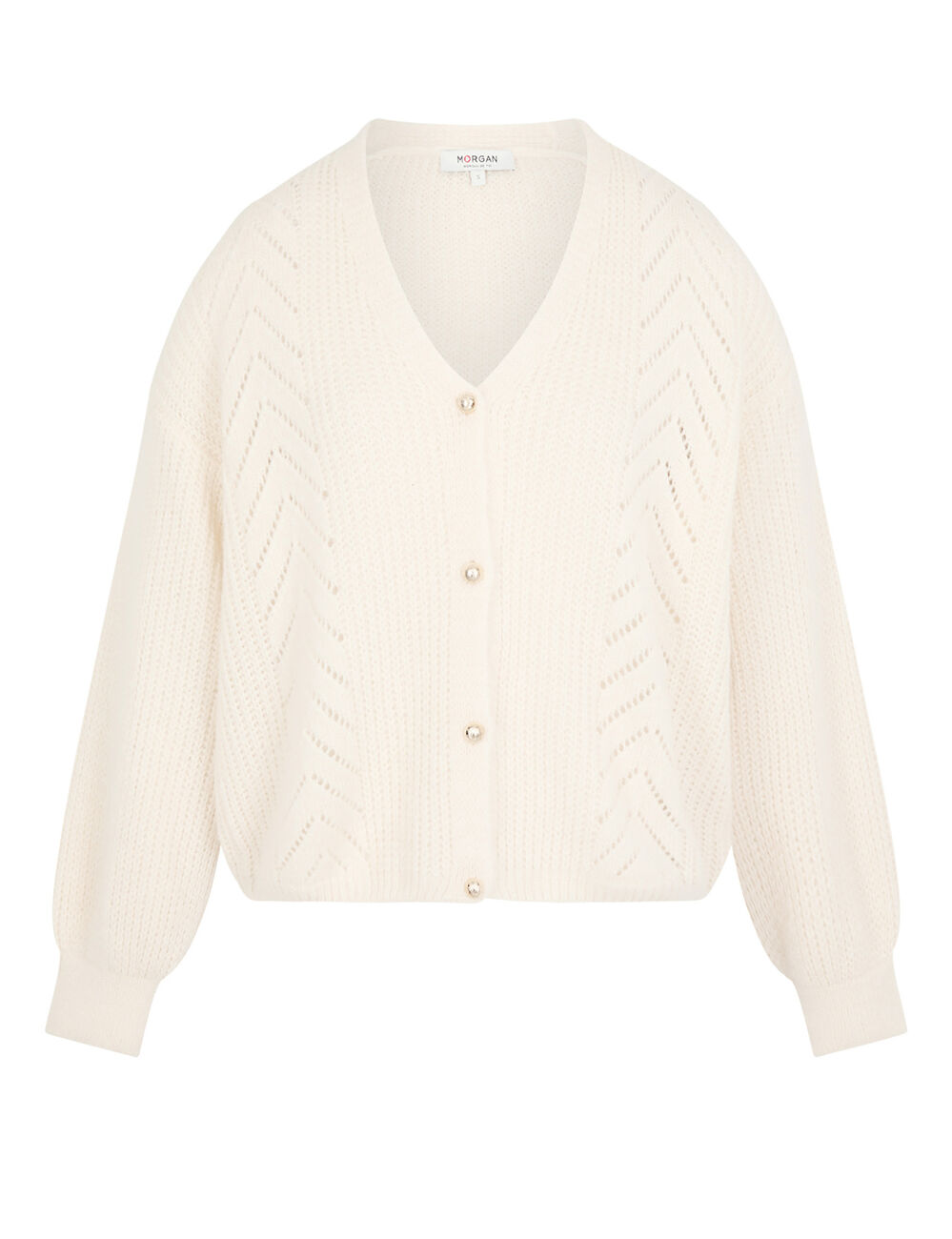 Gilet col v ivoire femme