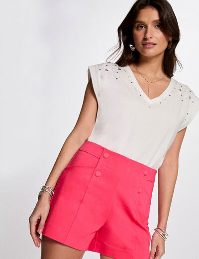 Gerade geschnittene Shorts mit Abnähern fuschia rot damen