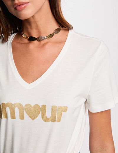 T-shirt mit Aufschrift weiss damen