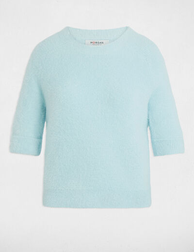 Kurzarm-Pullover himmelblau damen