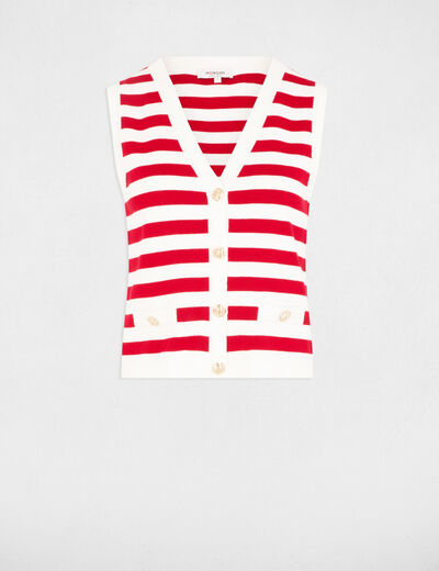 Gilet sans manches rayé blanc femme