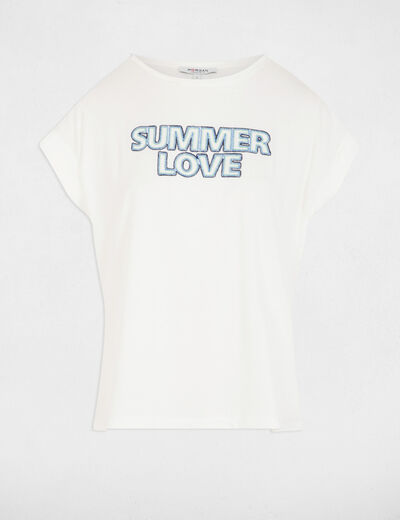 T-shirt à inscription blanc femme