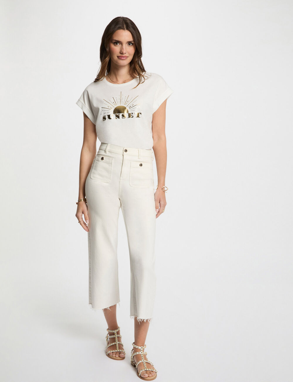 T-shirt mit Aufdruck weiss damen