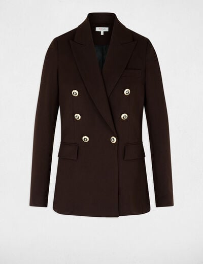 Blazer ajust&eacute; manches longues marron fonc&eacute; femme
