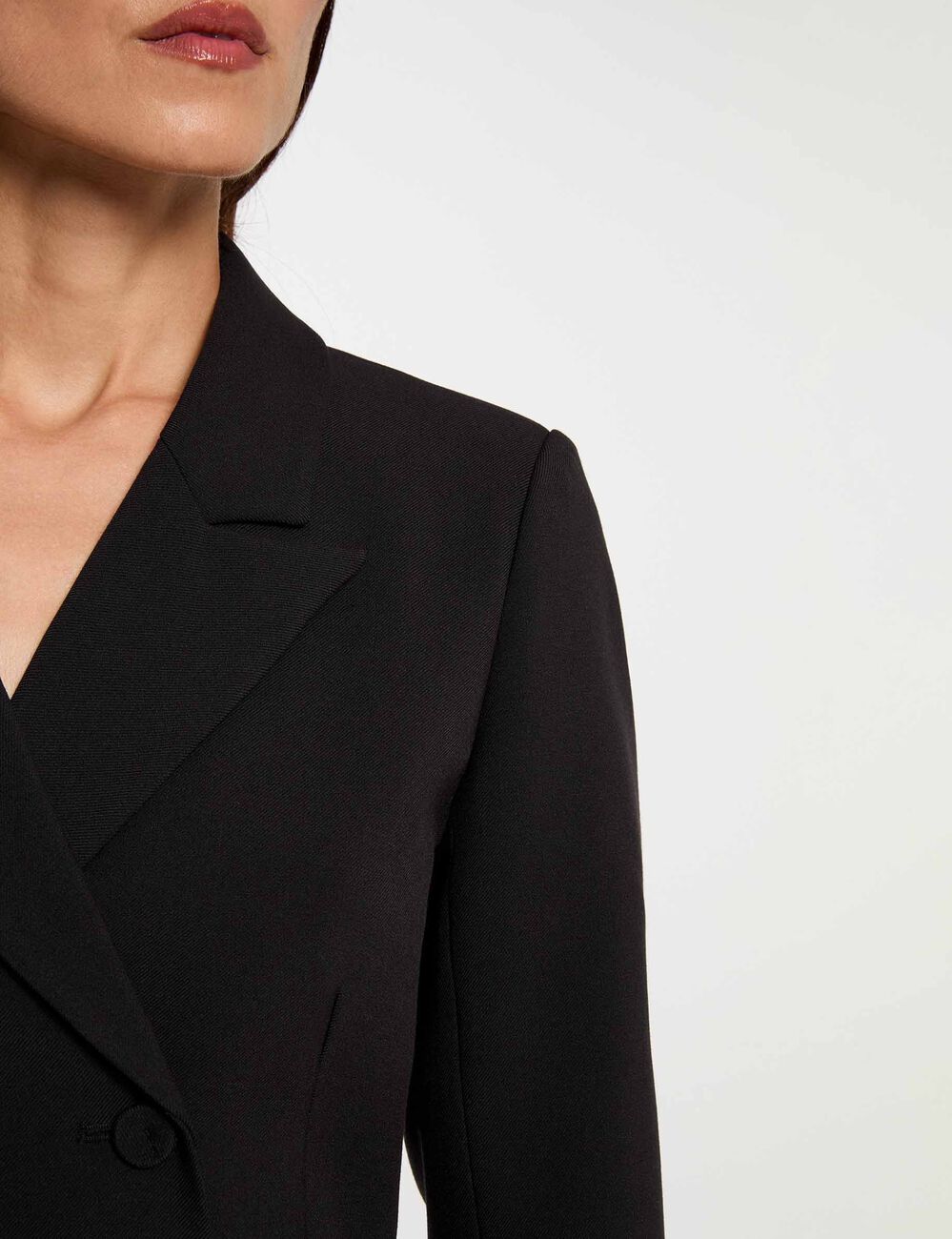 Kurzes Kleid mit Reverskragen schwarz damen