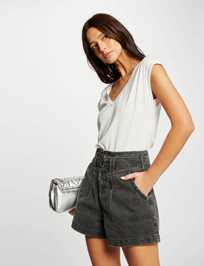 Kurzarm-T-Shirt elfenbein damen