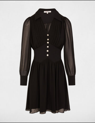 Kurzes, fließendes Skater-Kleid schwarz damen