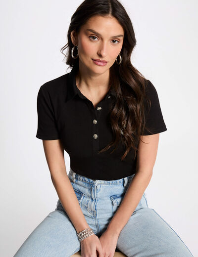Kurzarm-T-Shirt schwarz damen