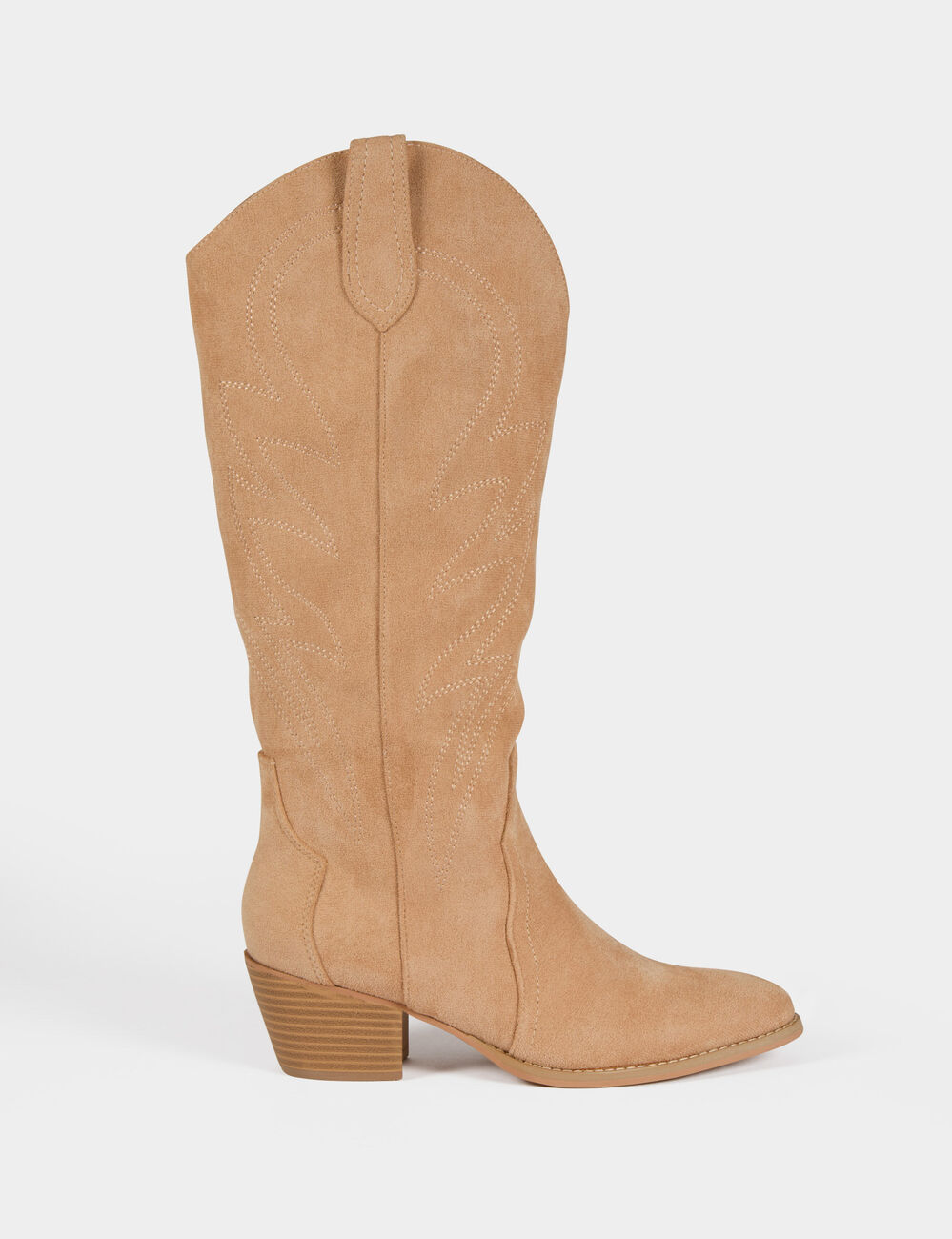 Botte western su&eacute;dine beige femme