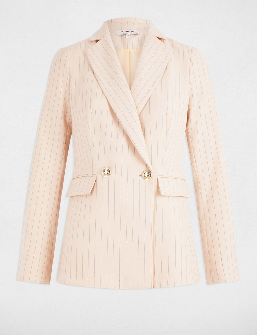 Blazer cintré rayé rose clair femme