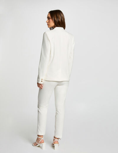 Veste tailleur droite boutonnée ecru femme