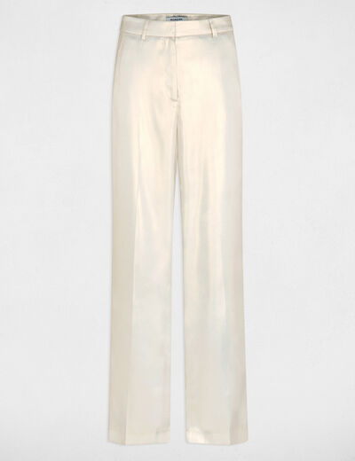 Pantalon large métallisé jaune or femme