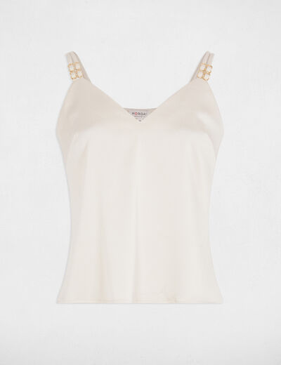 Satin-Top mit Trägern elfenbein damen