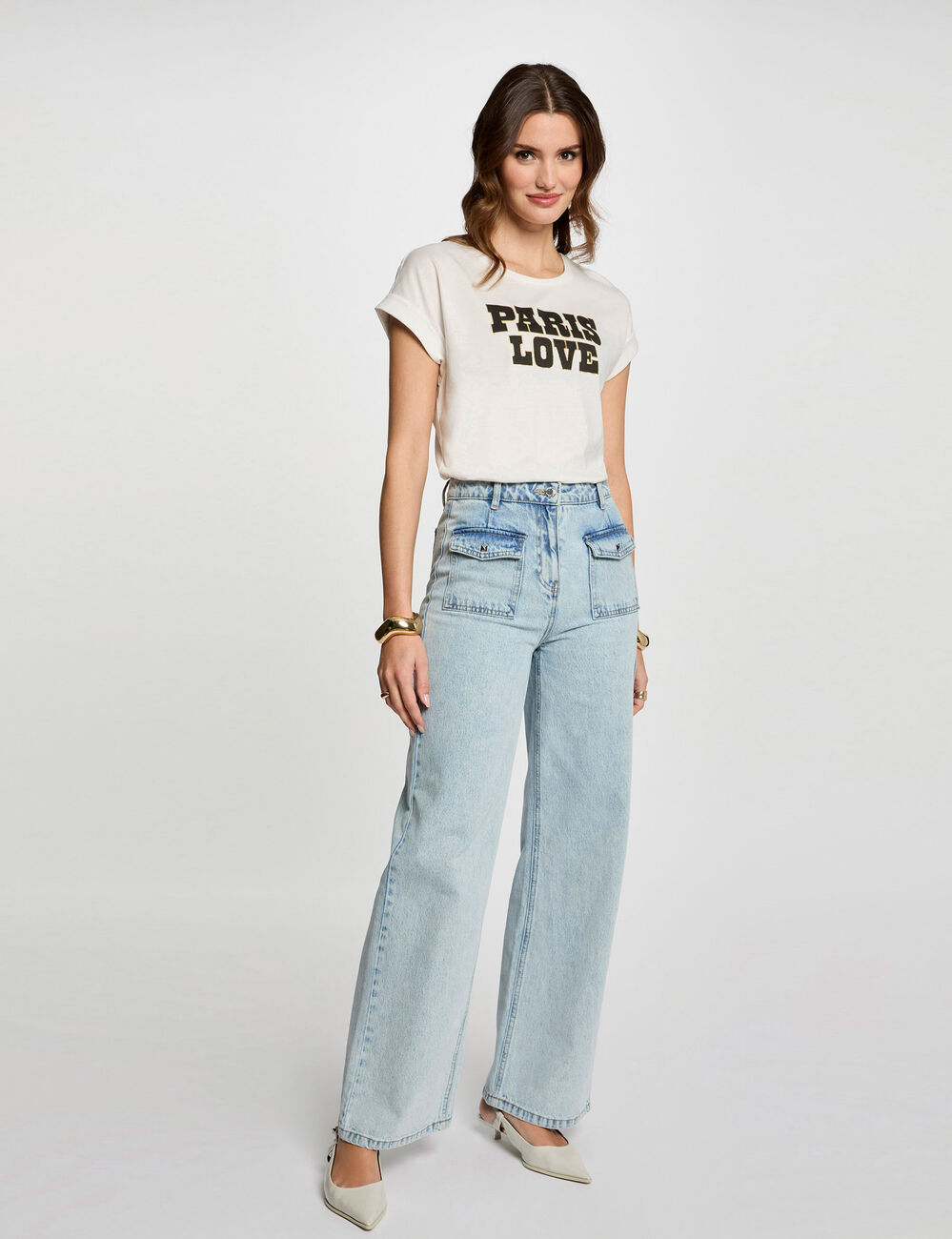 T-shirt mit Aufschrift weiss damen