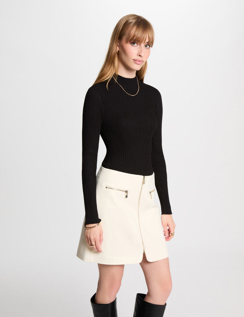 Gerader Rock mit Reissverschluss weiss damen
