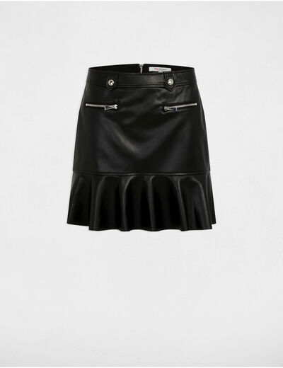 Jupe courte simili cuir noir femme