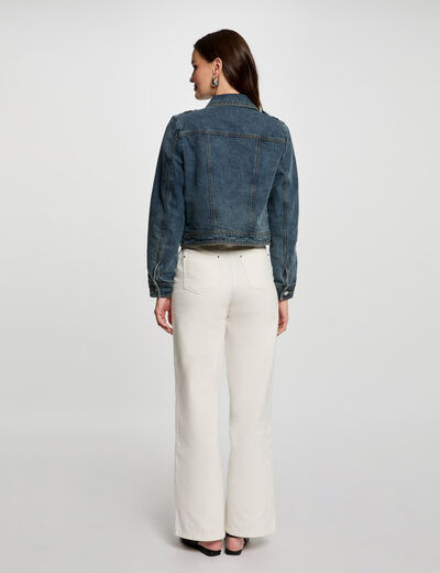Veste courte en jean denim stone femme