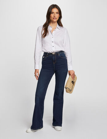 Flared Jeans mit hoher Taille rohes denim damen