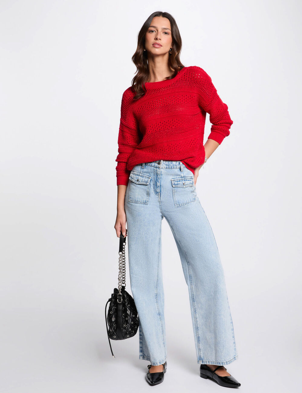 Pullover mit langen Ärmeln rot damen
