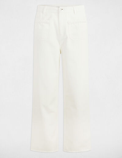 Jeans flare taille haute blanc femme