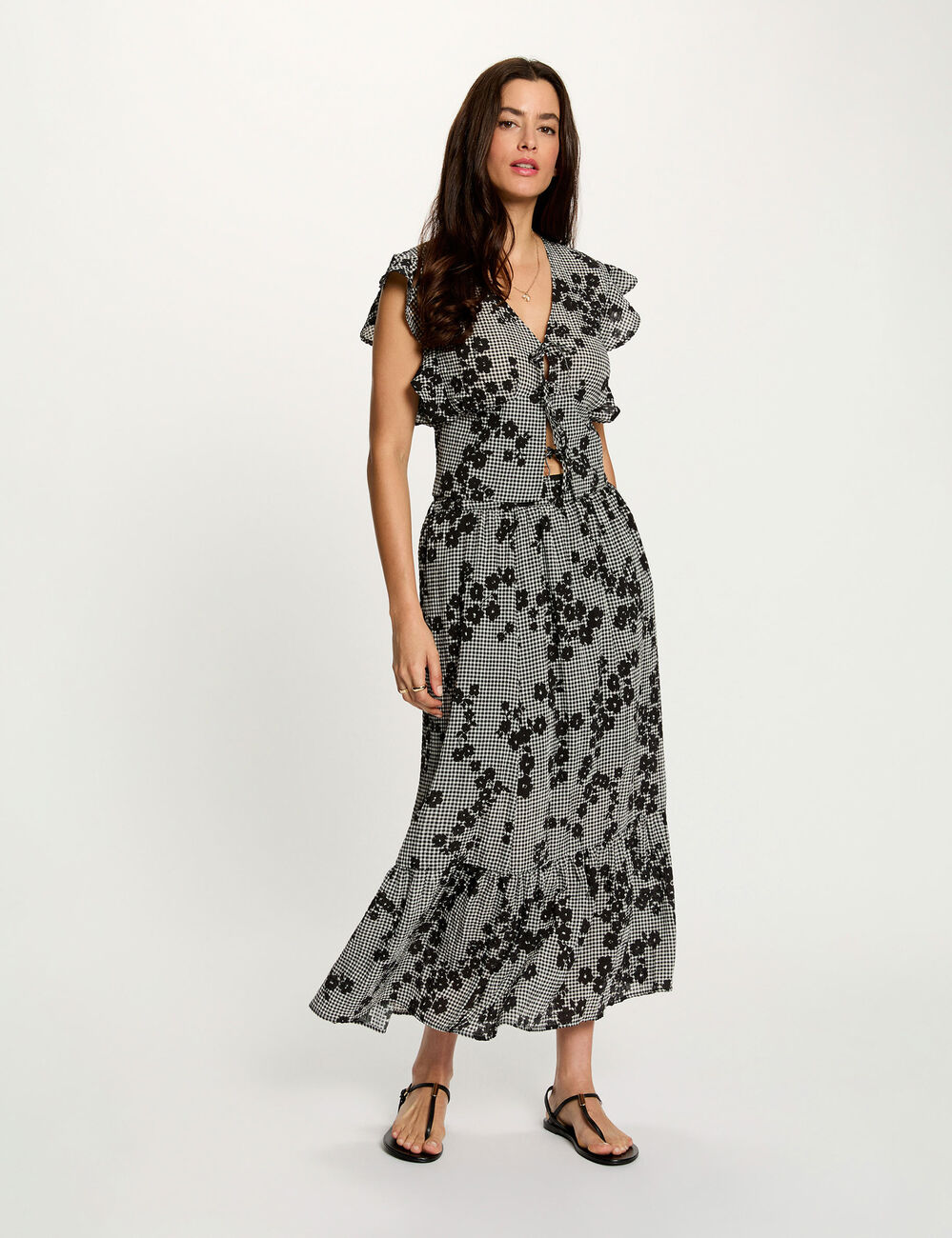 Chemise col v imprim&eacute;e multicolore femme
