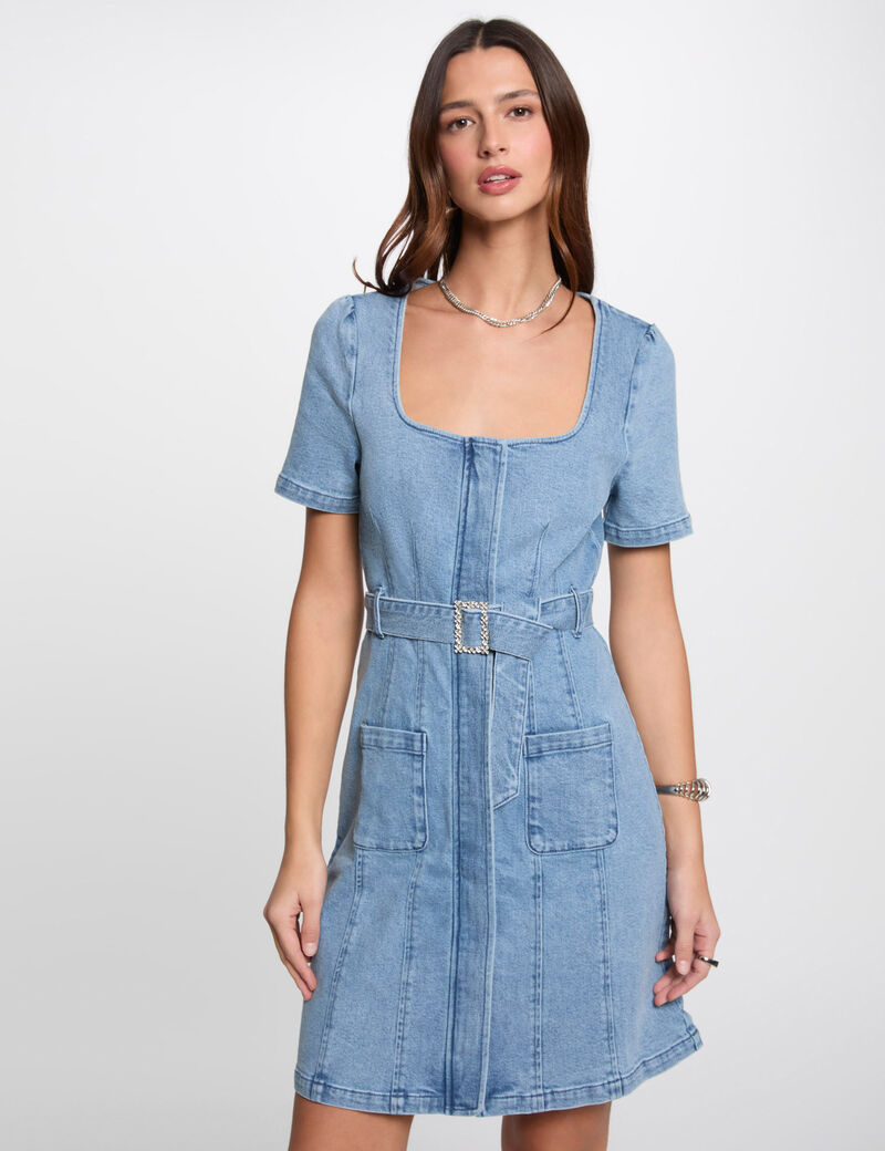 Kurzes, gerades Jeanskleid double stone denim damen