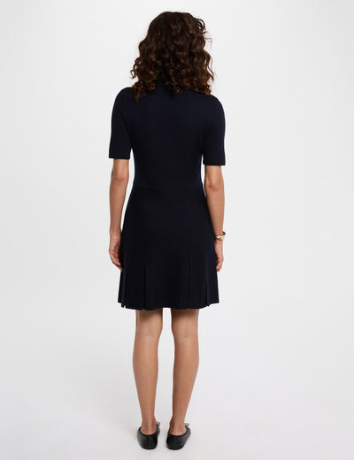 Robe courte trapèze bleu marine femme