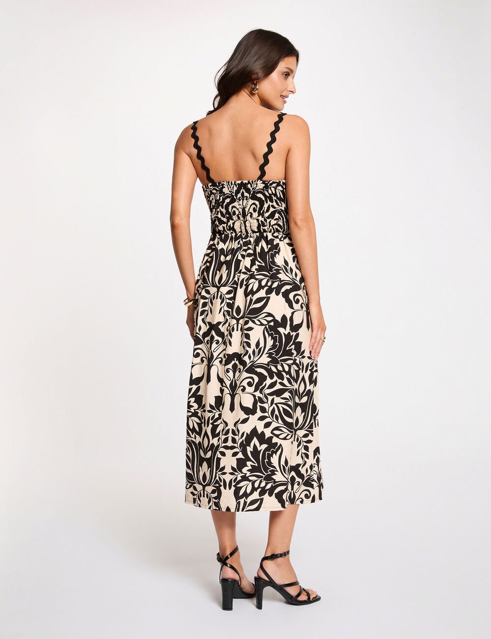 Midikleid mit quadratischem Ausschnitt schwarz damen