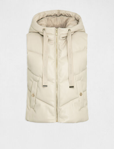 doudoune droite a capuche simili cuir ivoire femme Doudoune droite à capuche simili cuir ivoire femme