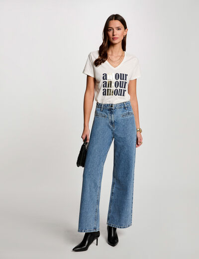 Jeans mit weitem Bein double stone denim damen