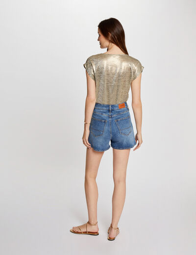T-shirt mit kurzen Ärmeln goldgelb damen