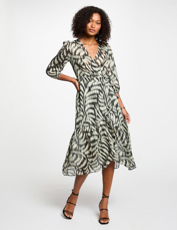 ausgestelltes bedrucktes midikleid mehrfarbig damen Ausgestelltes, bedrucktes Midikleid mehrfarbig damen