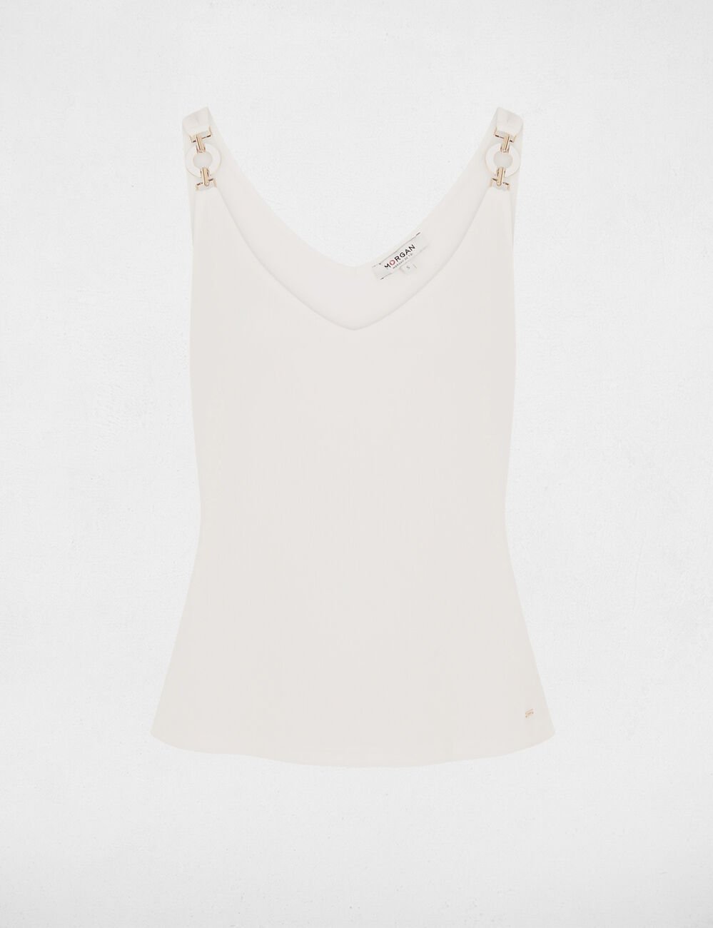 Tailliertes Tanktop mit V-Ausschnitt weiss damen